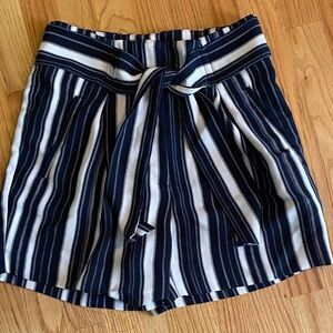 H&M High Waist Striped Shorts in Navy and White